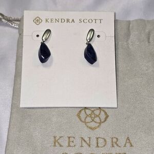 Kendra‎ Scott Drop Earrings Sterling Silver Plated Navy Stone Dangle Jewelry